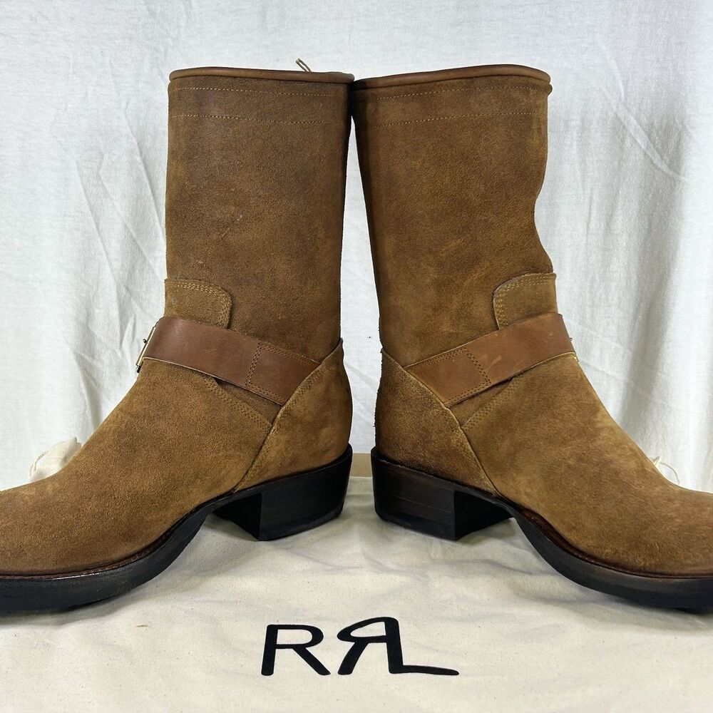Double RL Miller Cowboy Boots Mens 7.5D Brown Suede Roughout Ralph Lauren RRL - Picture 3 of 14